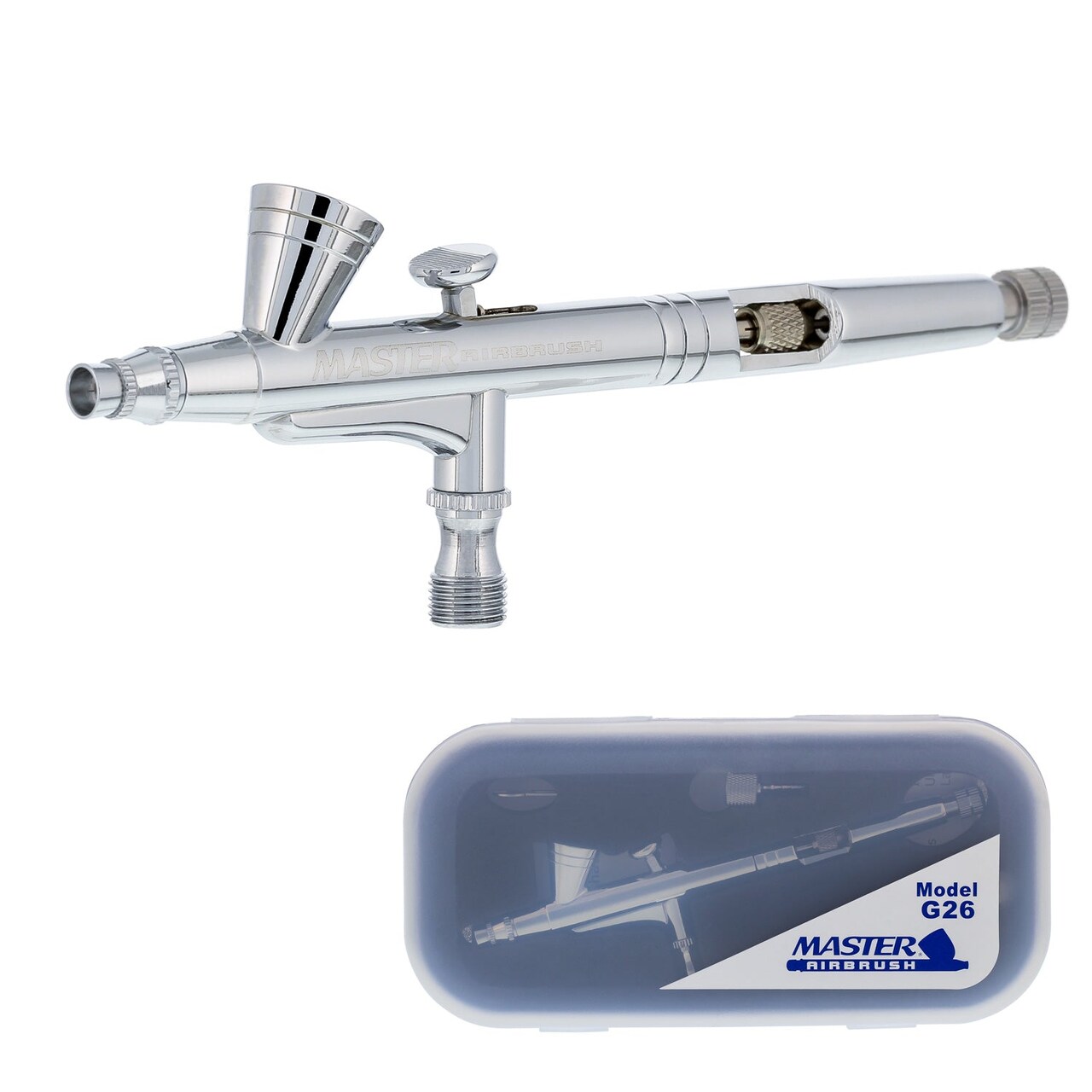 Master Performance G26 Multi-Purpose Precision Dual-Action Gravity Feed Airbrush, 0.2 mm Tip, 1/16 oz Cup & Cutaway Handle